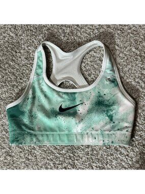 Nike Dri-Fit Women's Sports Bra Green White Splatter Racerback Reversable